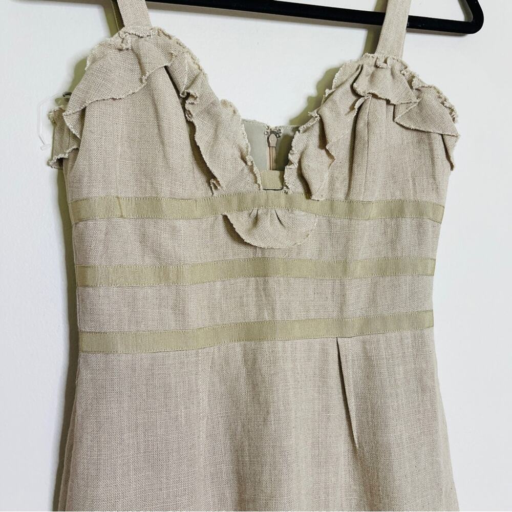 Oscar Del La Renta Tan Cotton Short Summer Mini Dress Made In Italy Size 2 - Picture 3 of 6